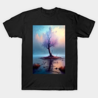 Lavender Winter: A Minimalistic Abstract Japanese Tree T-Shirt